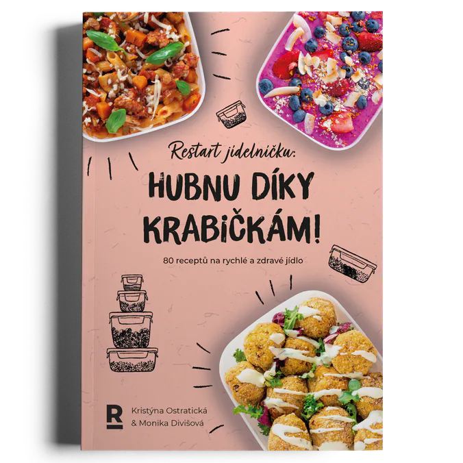 Hubnu díky krabičkám, obálka tištěné knihy s&nbsp;recepty